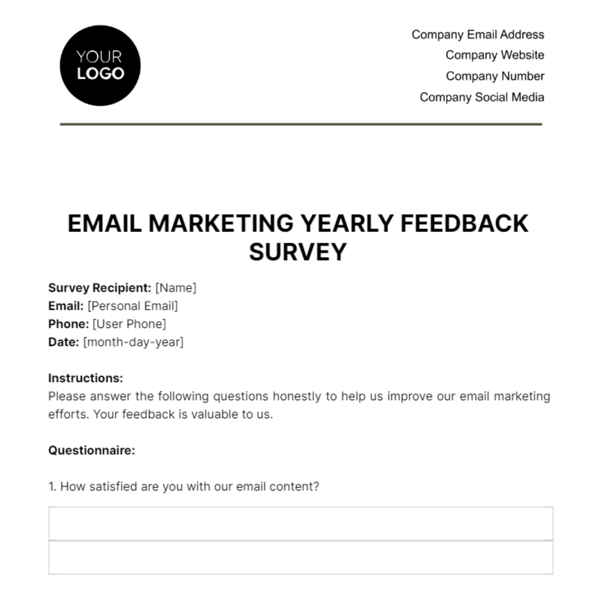 Email Marketing Yearly Feedback Survey Template