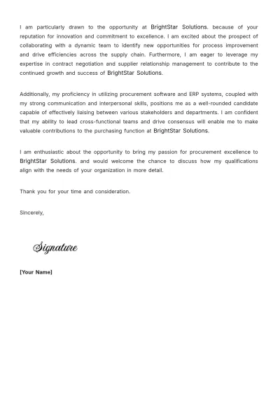 Free Purchasing Manager Cover Letter Template to Edit Online