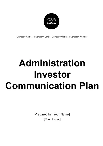 Free Administration Investor Communication Plan Template to Edit Online