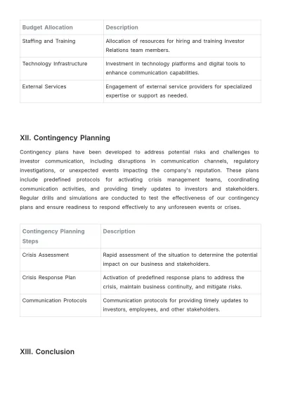 Free Administration Investor Communication Plan Template to Edit Online