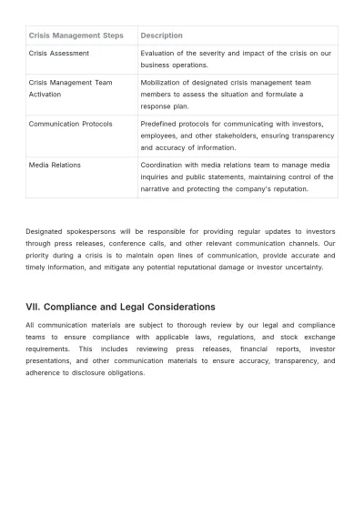 Free Administration Investor Communication Plan Template to Edit Online