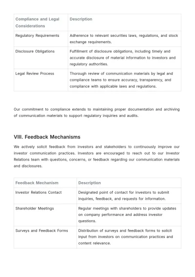 Free Administration Investor Communication Plan Template to Edit Online