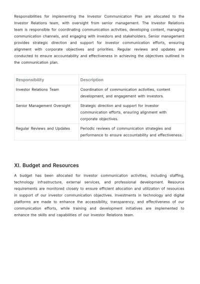Free Administration Investor Communication Plan Template to Edit Online