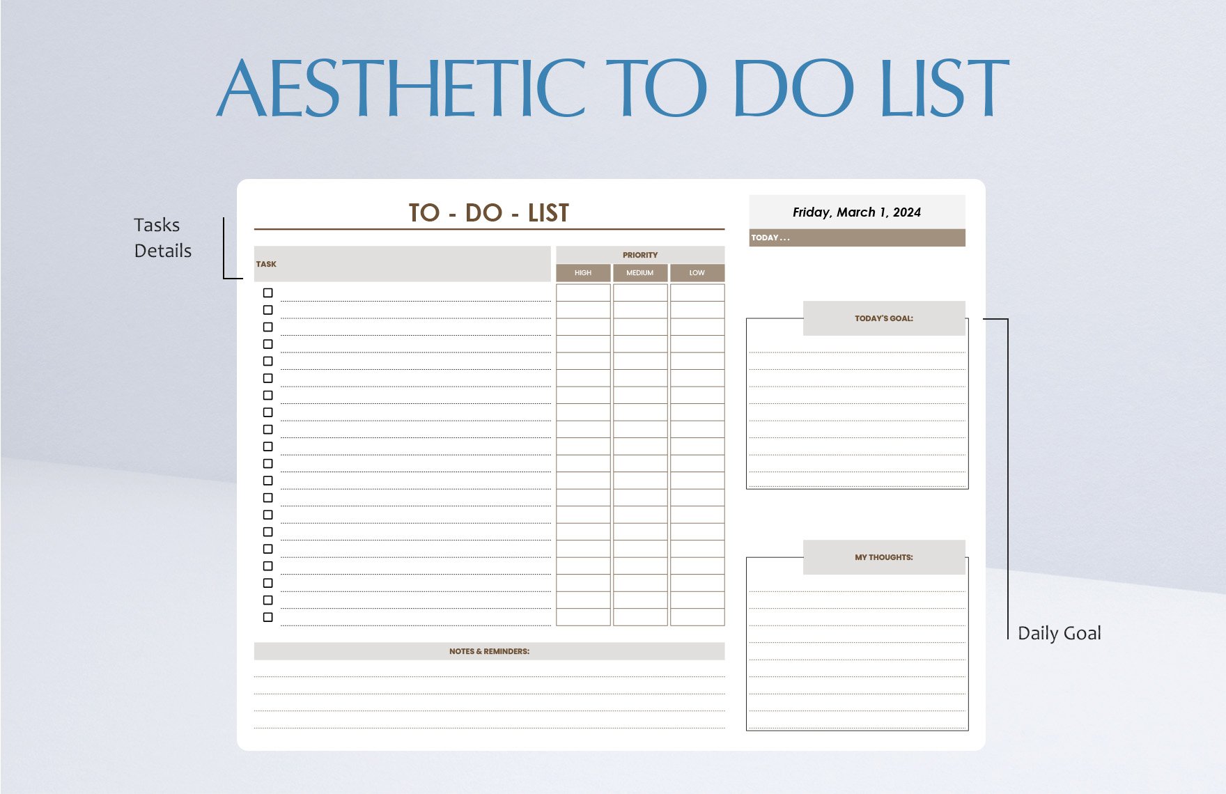 Aesthetic To Do List Template