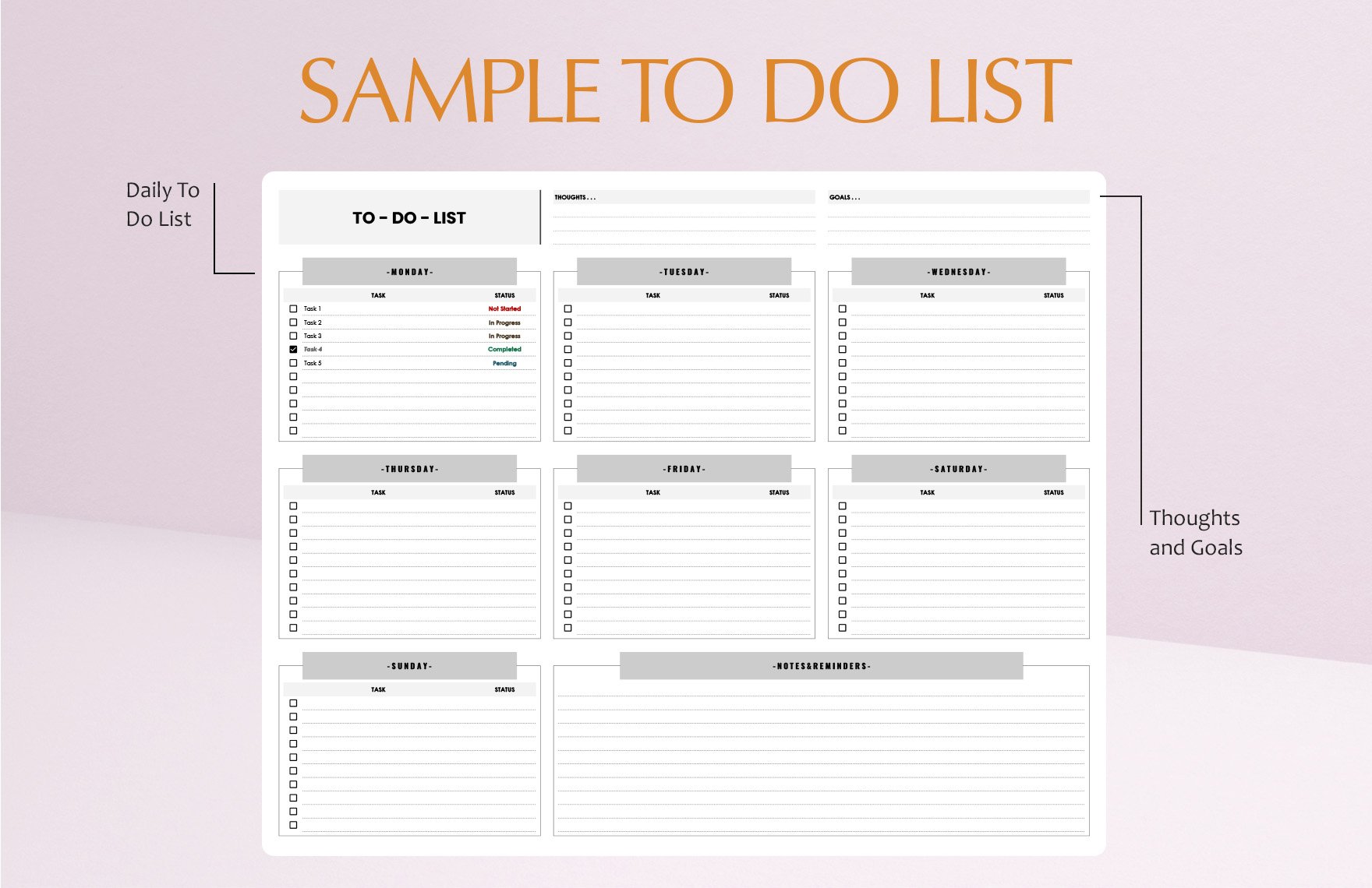 Sample To Do List Template