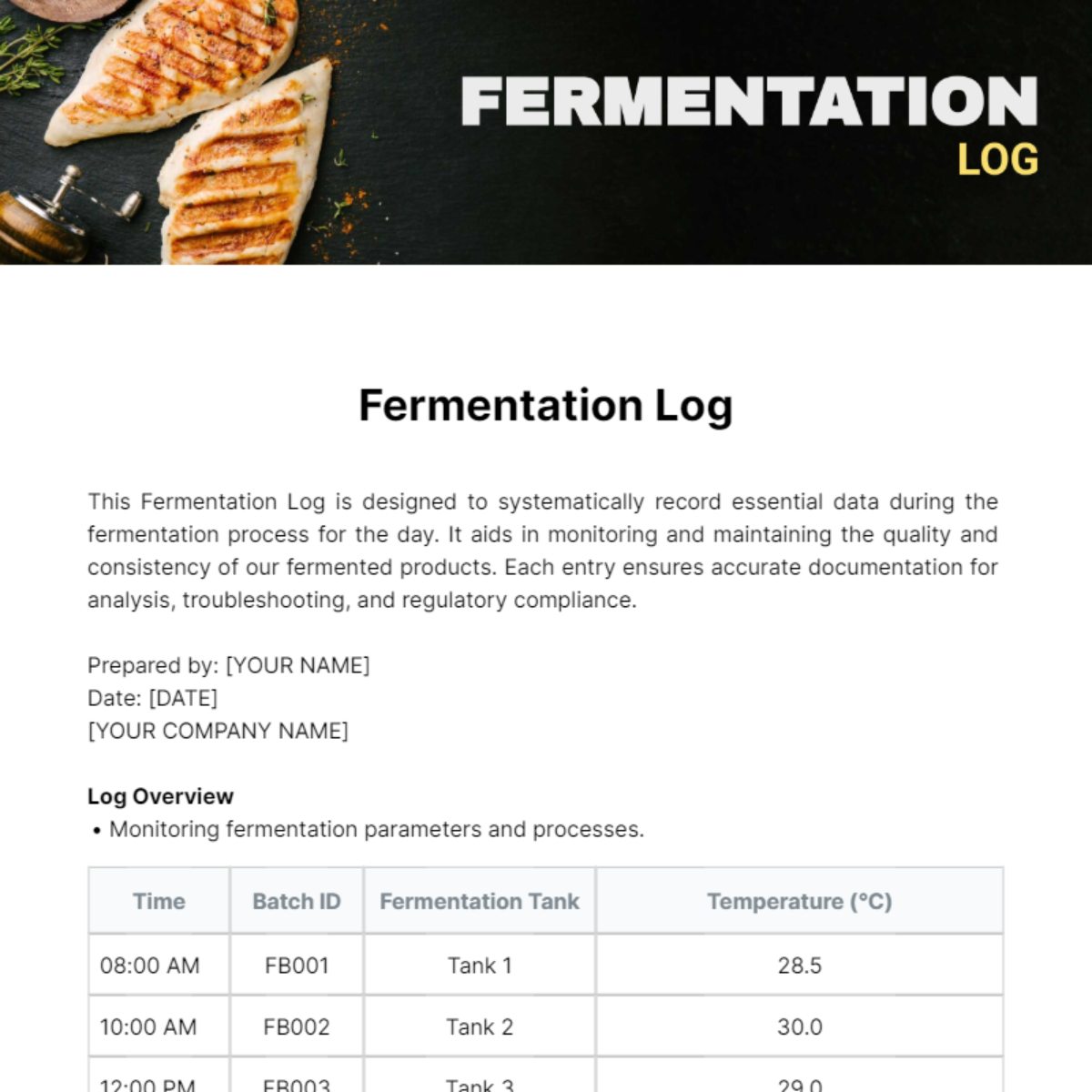 Fermentation Log Template