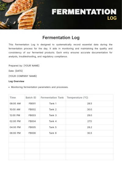 Free Fermentation Log Template to Edit Online