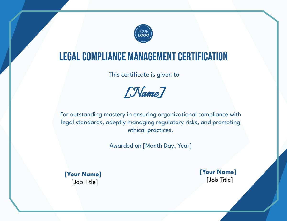 Legal Compliance Management Certification Template