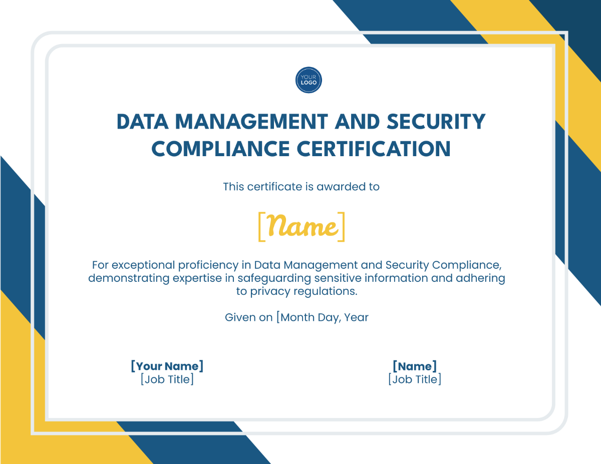 Data Management and Security Compliance Certification Template