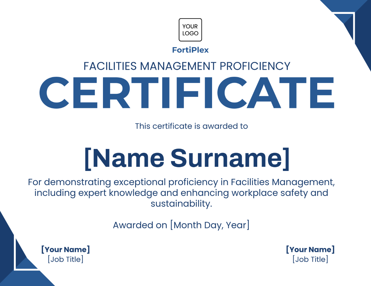 Free Facilities Management Proficiency Certificate Template