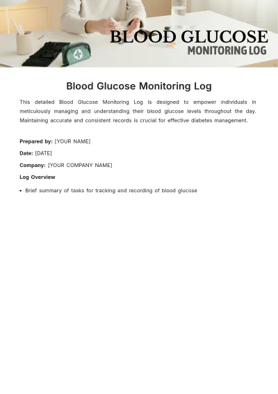 Free Blood Glucose Monitoring Log Template to Edit Online