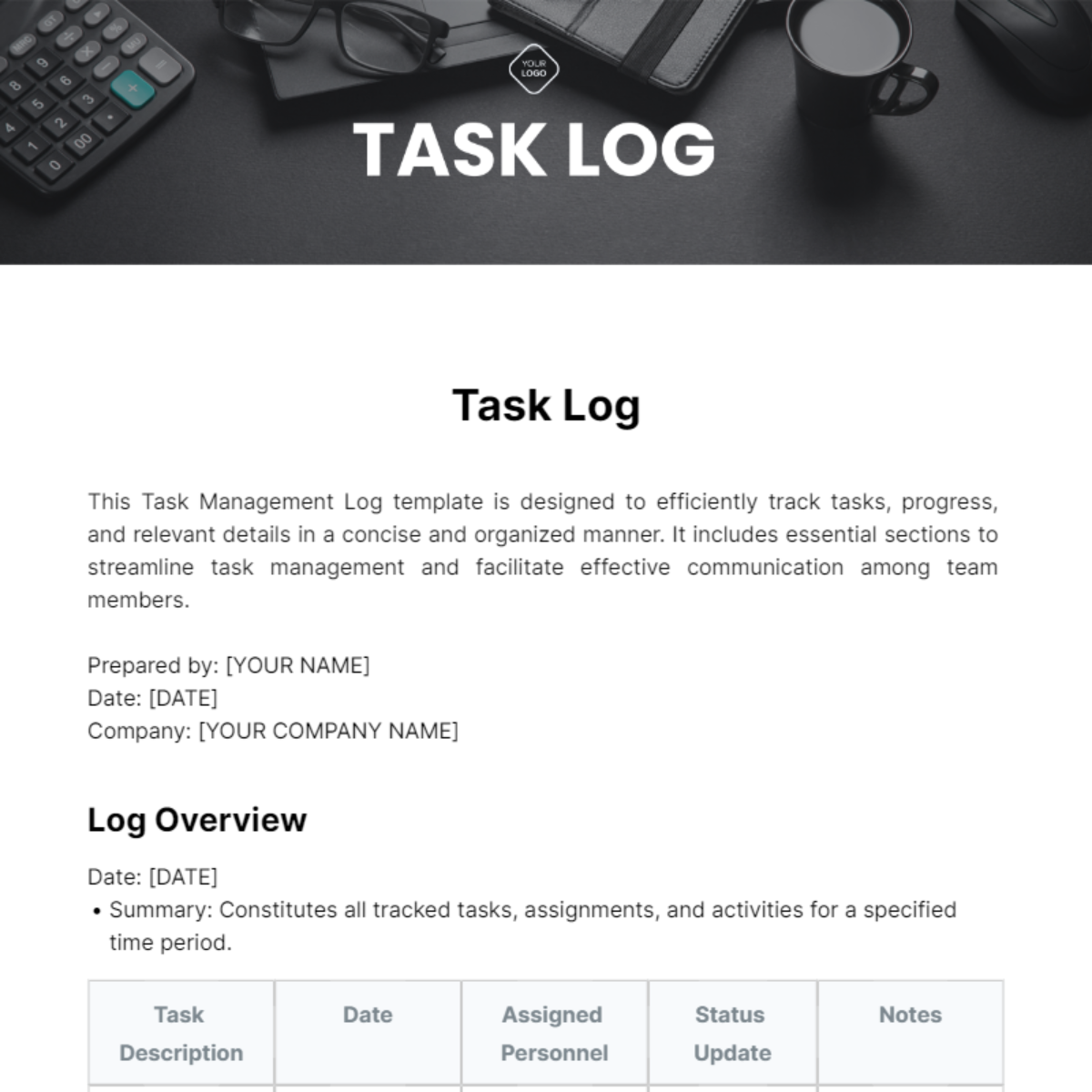 Task Log Template