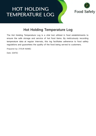 Free Hot Holding Temperature Log Template to Edit Online
