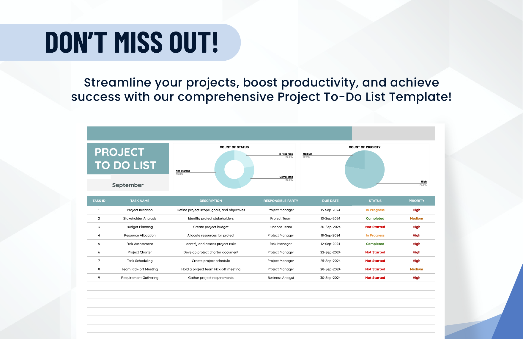 Project To Do List Template