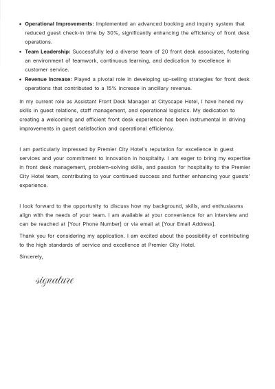 Free Duty Manager Cover Letter Template to Edit Online