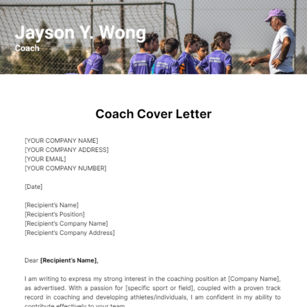 Coach Cover Letter Template