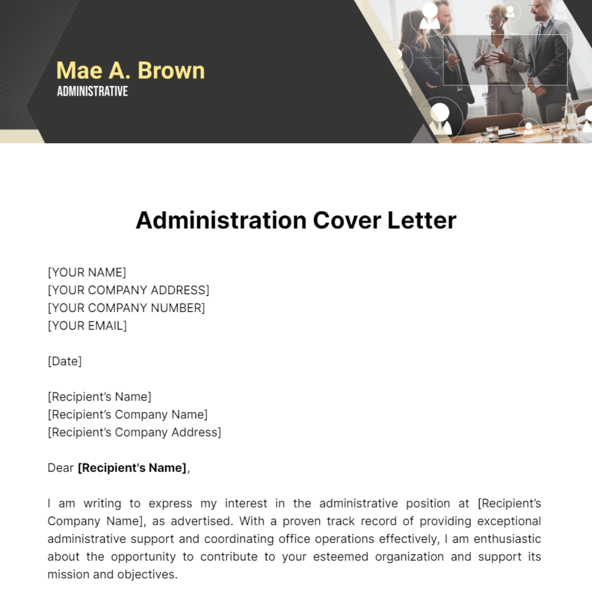 Administration Cover Letter Template