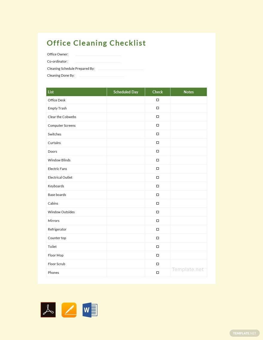 Office Cleaning Schedule Template