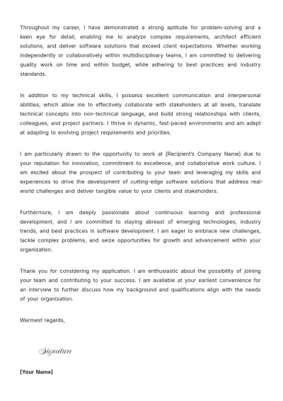 Free Computer Science Cover Letter Template to Edit Online