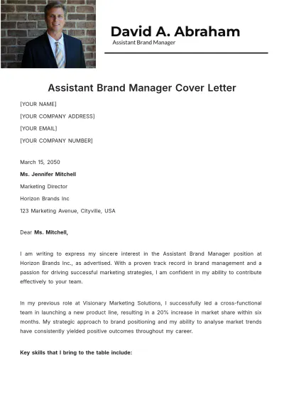 Free Assistant Brand Manager Cover Letter Template to Edit Online