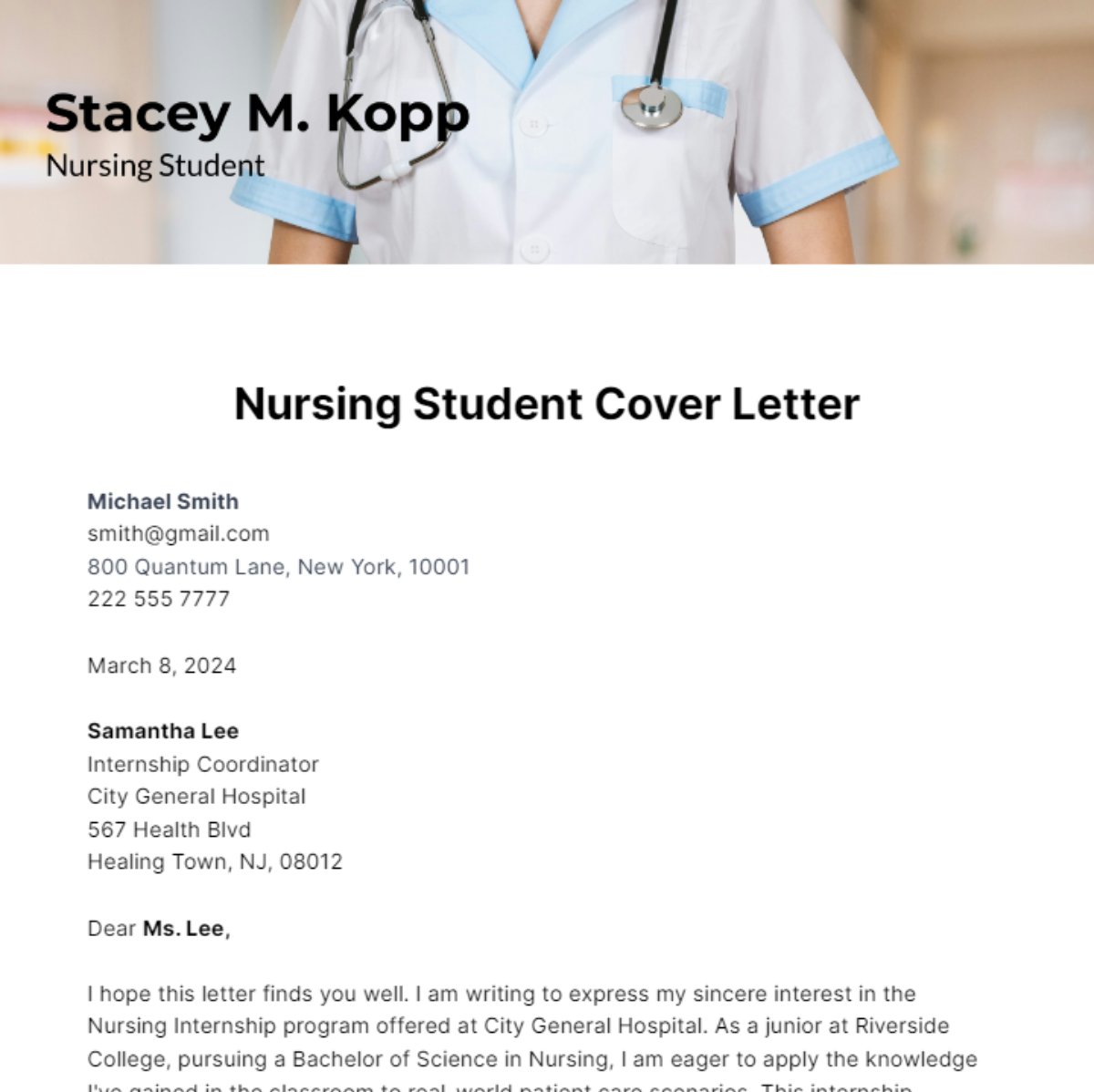 Registered Nurse Cover Letter Template Edit Online And Download Example 1905