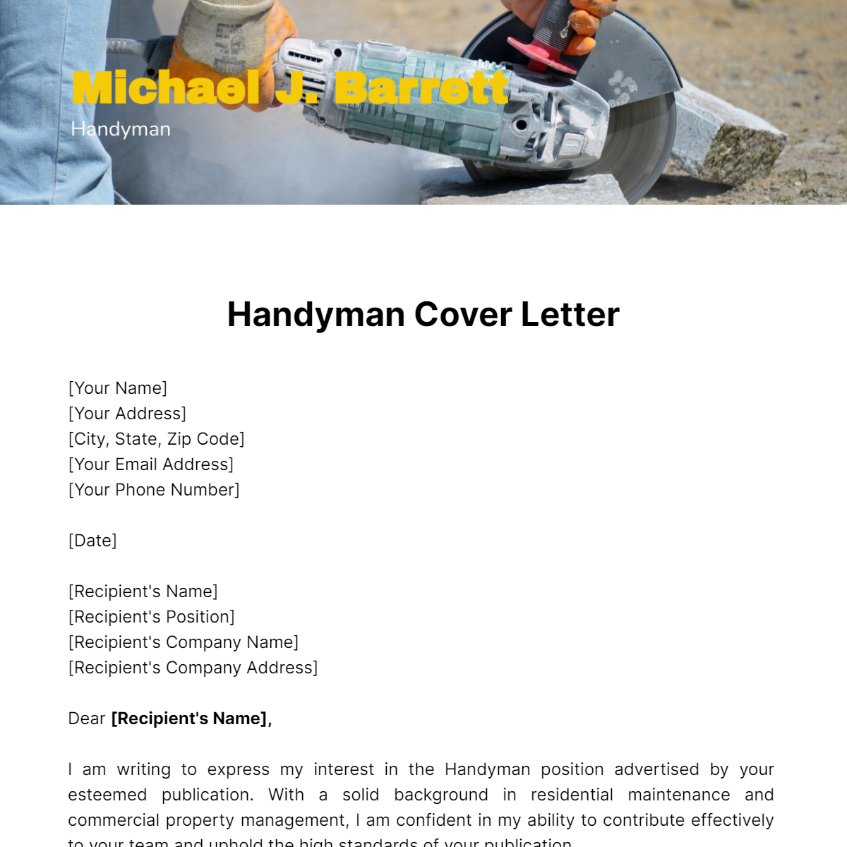 Handyman Cover Letter Template