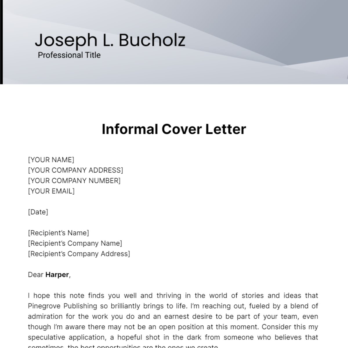 Informal Cover Letter Template