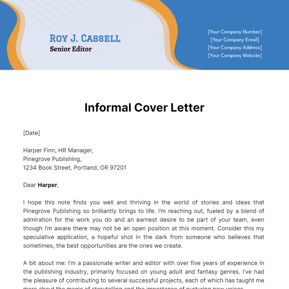 Informal Cover Letter Template