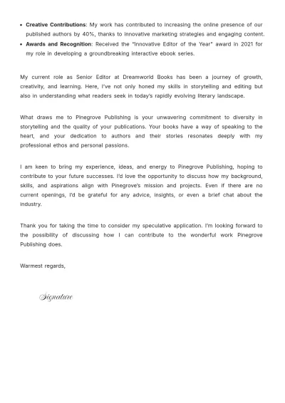 Free Informal Cover Letter Template to Edit Online