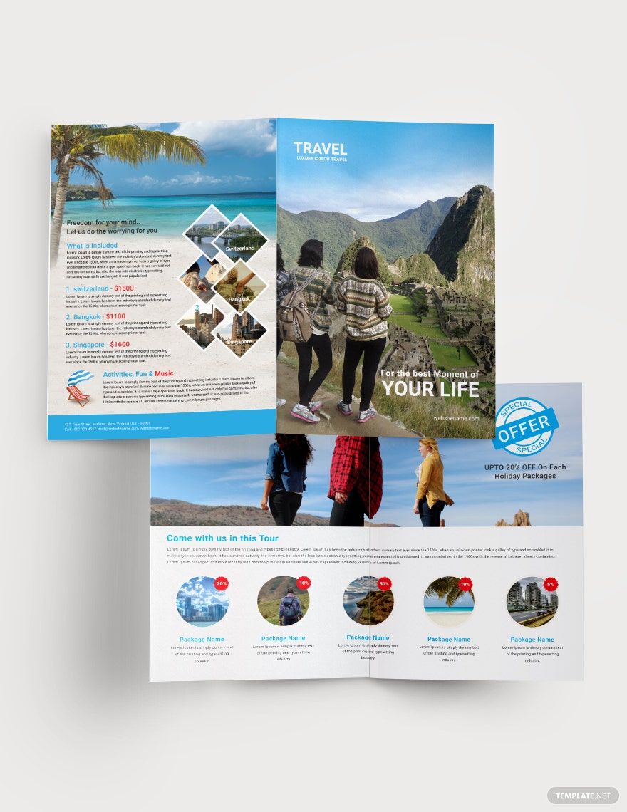 Travel Agency Bi-Fold Brochure Template