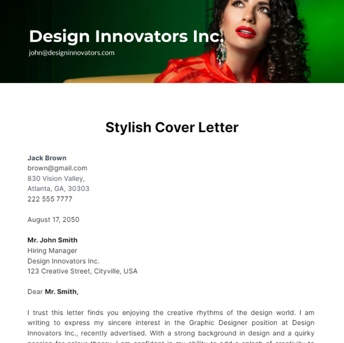 Stylish Cover Letter Template