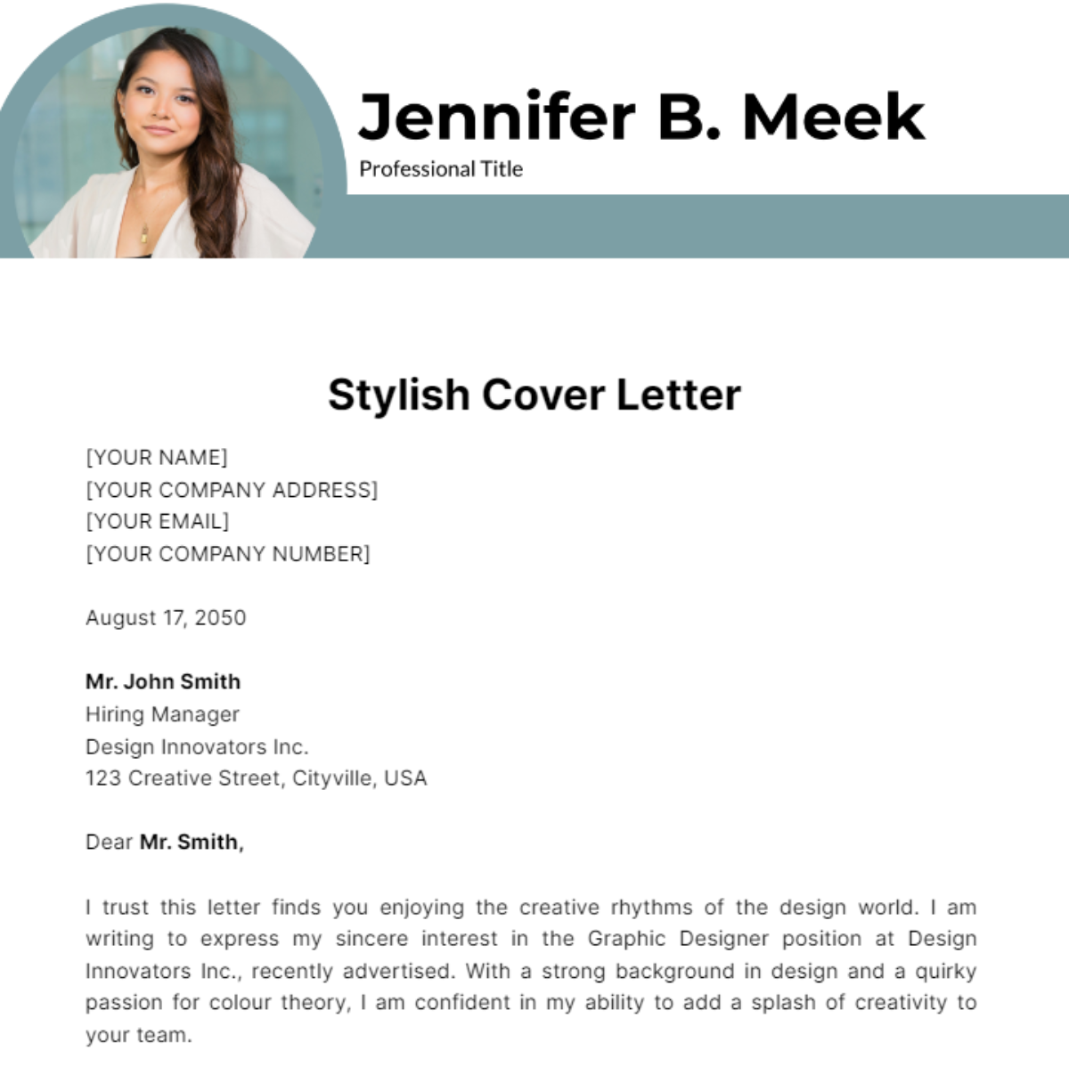 Stylish Cover Letter Template