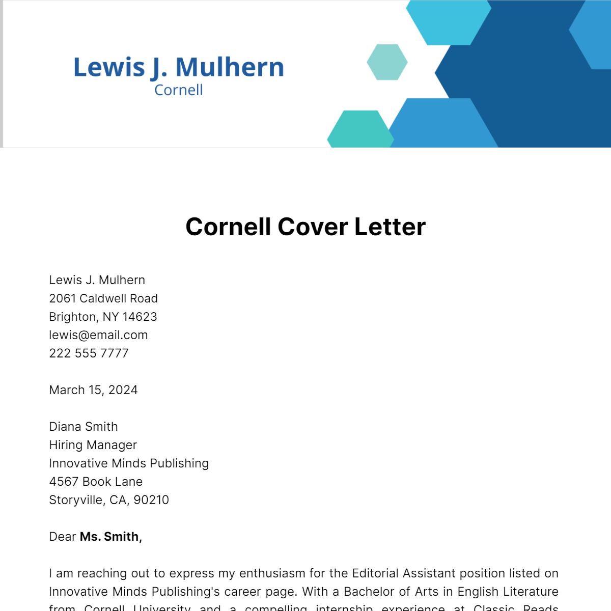 Cornell Cover Letter Template