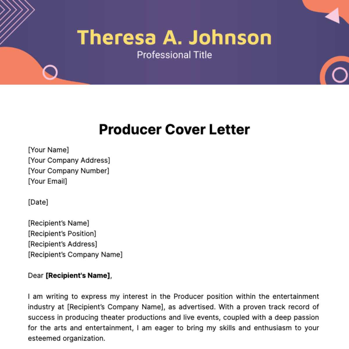 Producer Cover Letter Template
