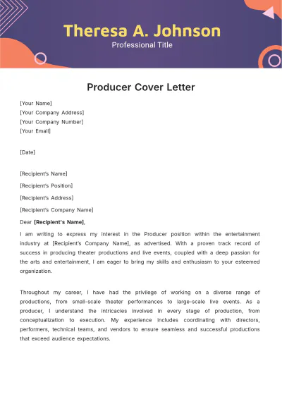 Free Producer Cover Letter Template to Edit Online
