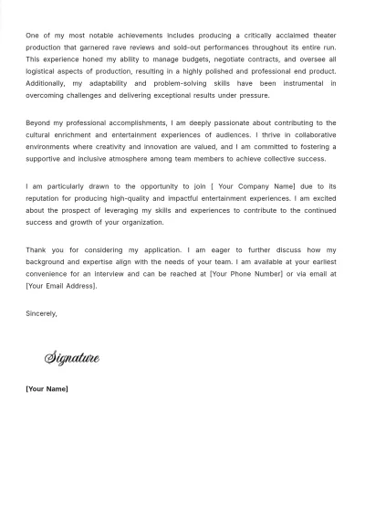 Free Producer Cover Letter Template to Edit Online