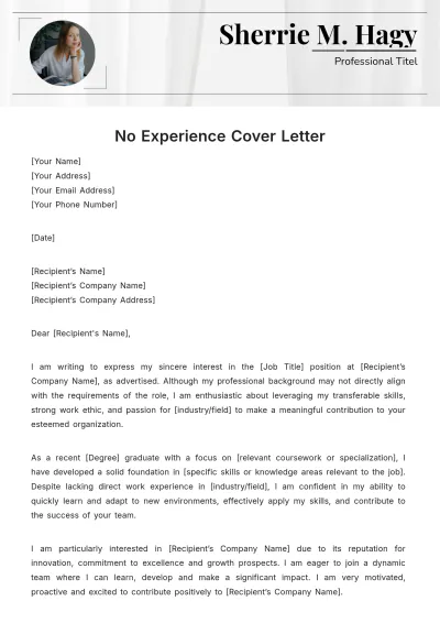 Free No Experience Cover Letter Template to Edit Online