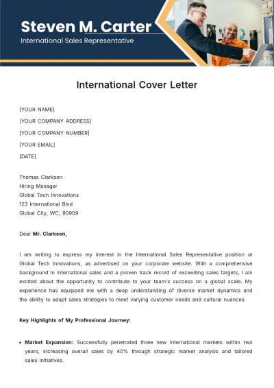 Free International Cover Letter Template to Edit Online