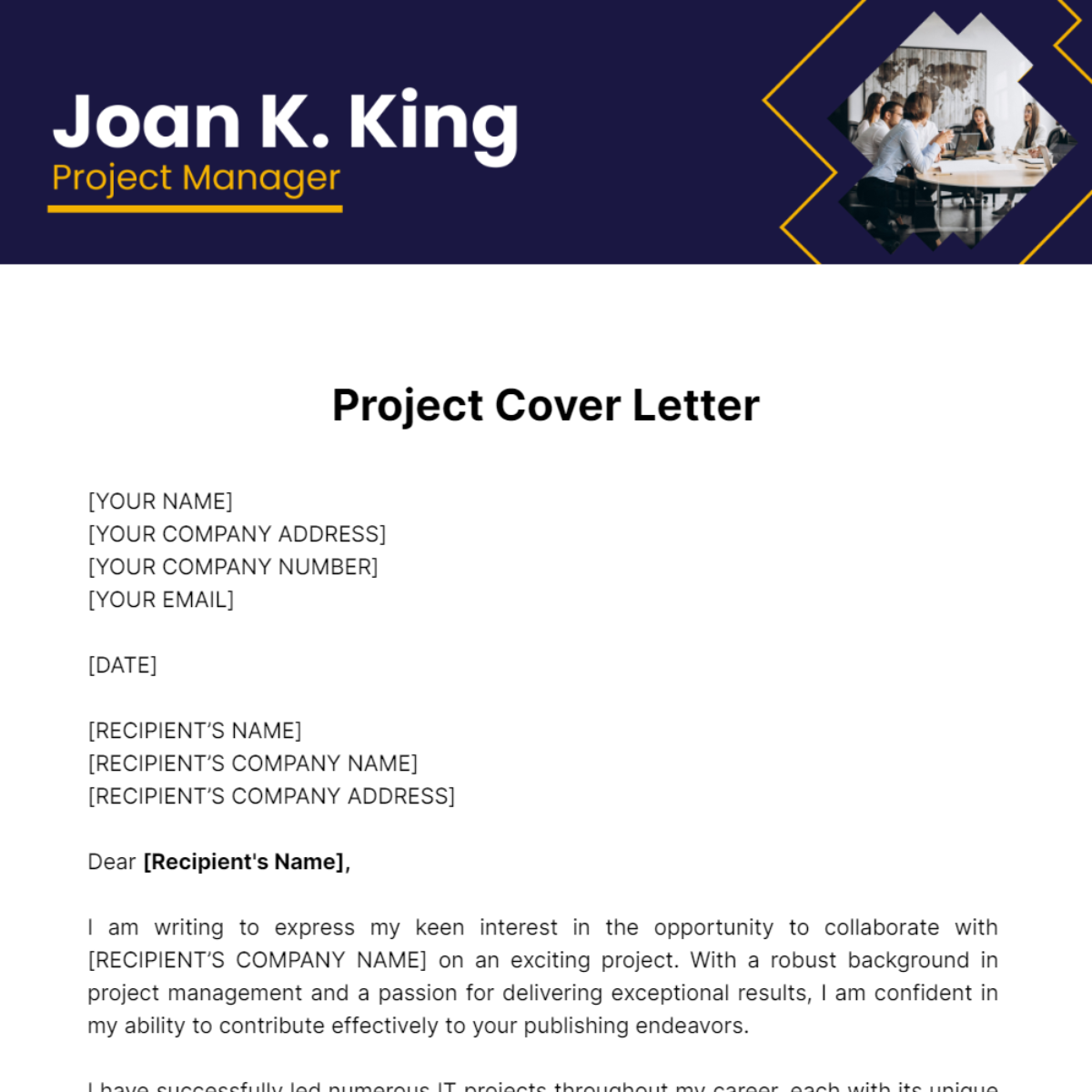 Project Cover Letter Template