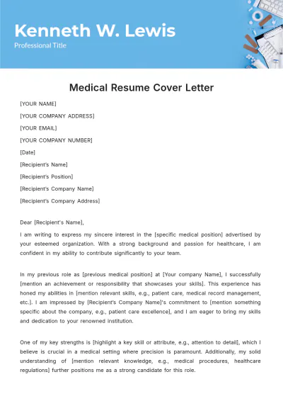 Free Medical Resume Cover Letter Template to Edit Online