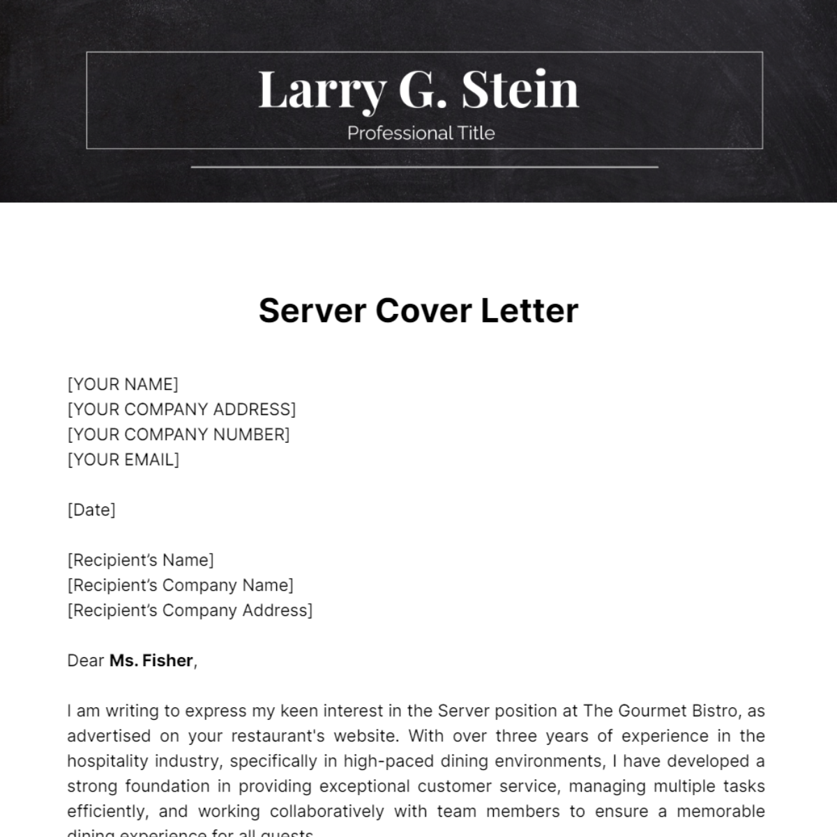 Server Cover Letter Template