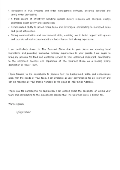 Free Server Cover Letter Template to Edit Online