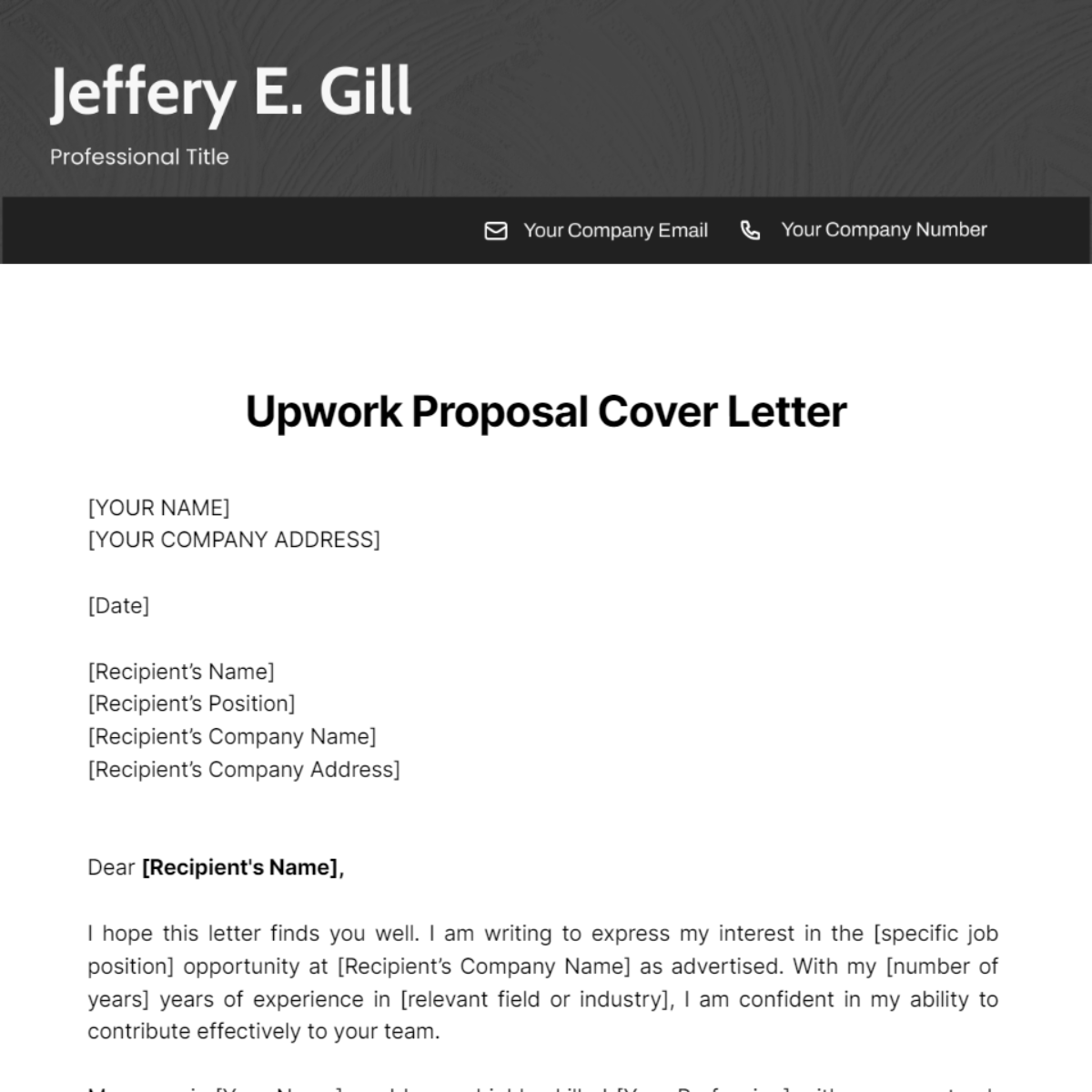 Upwork Proposal Cover Letter Template