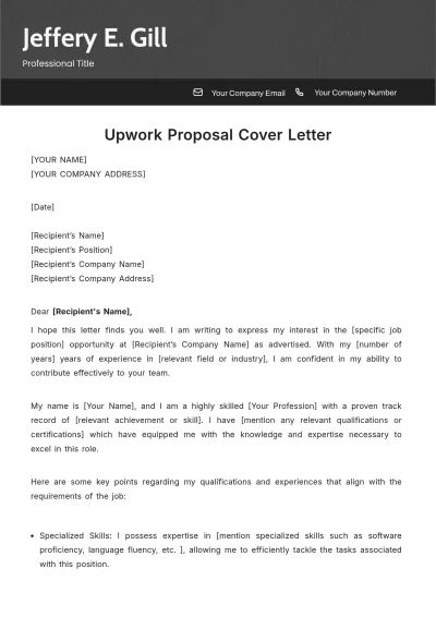 Free Upwork Proposal Cover Letter Template to Edit Online