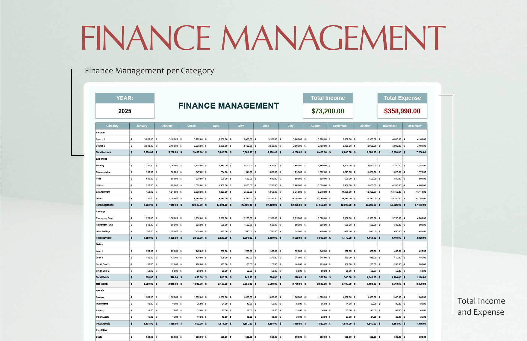 Finance Management Template