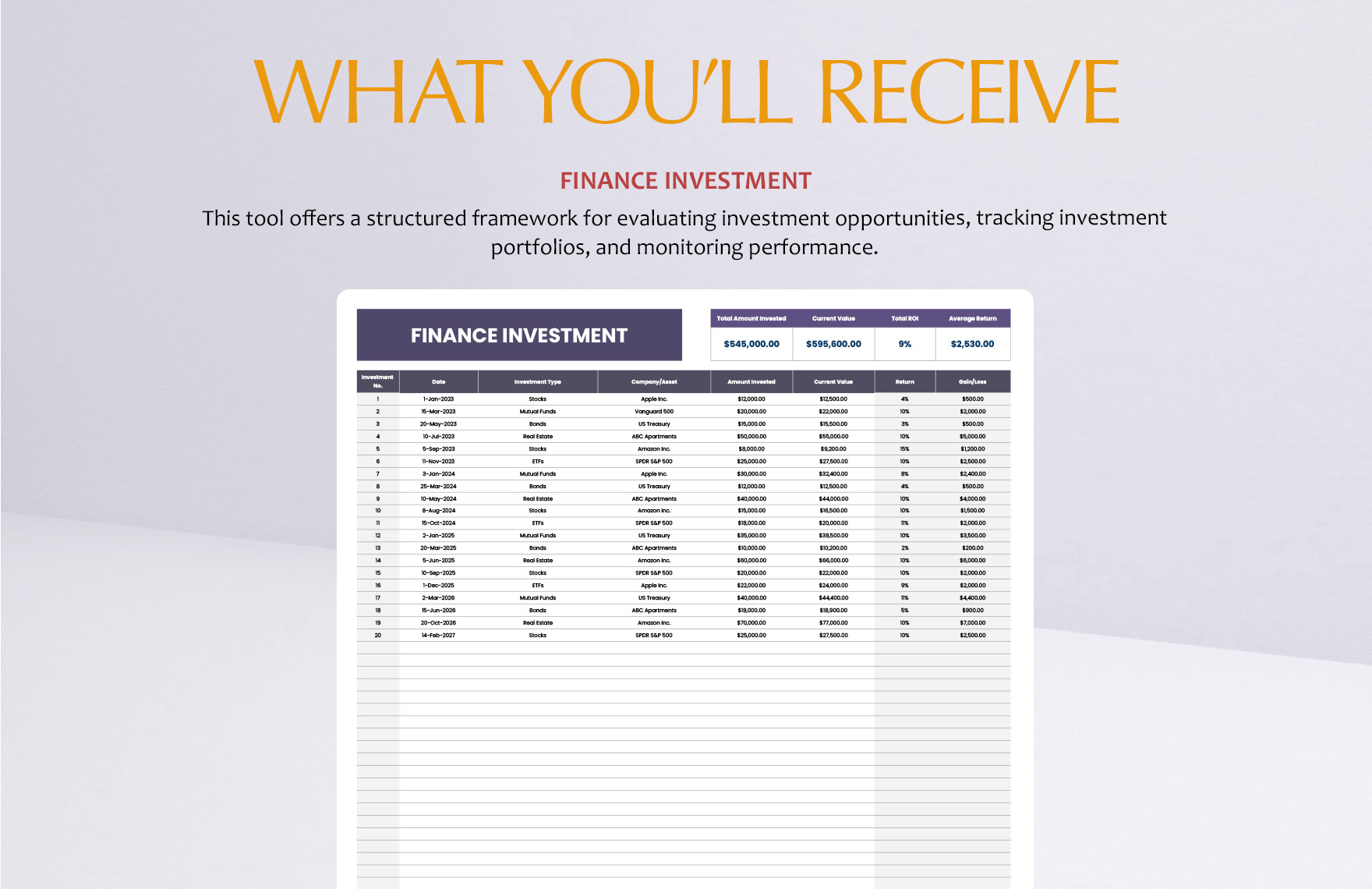 Finance Investment Template