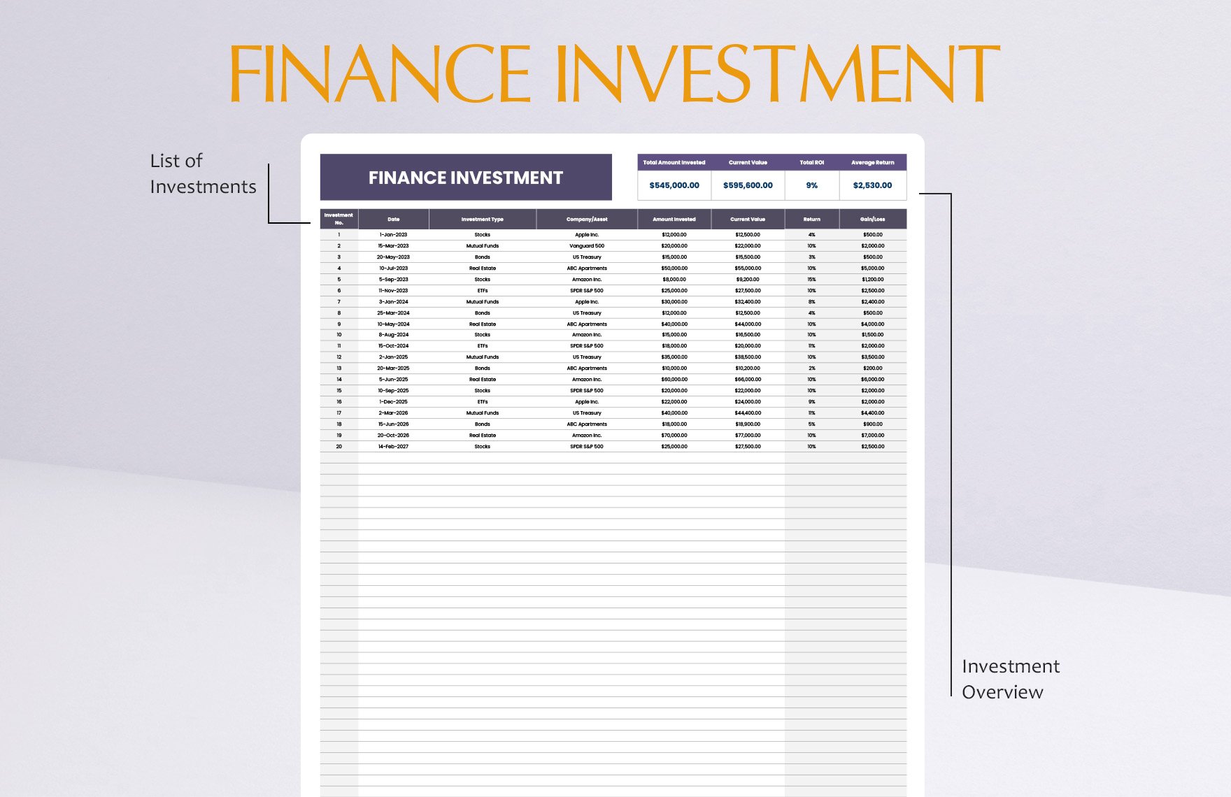 Finance Investment Template