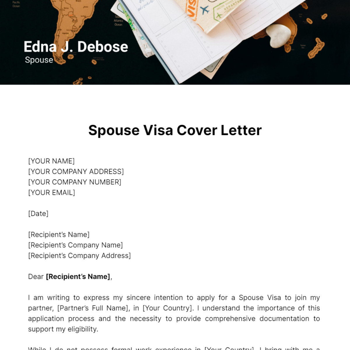 Spouse Visa Cover Letter Template