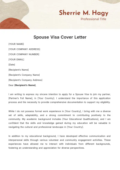 Free Spouse Visa Cover Letter Template to Edit Online