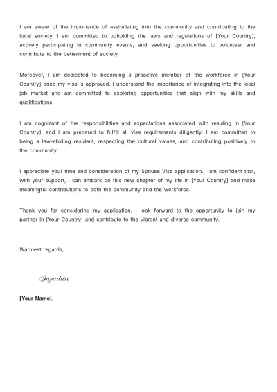 Free Spouse Visa Cover Letter Template to Edit Online